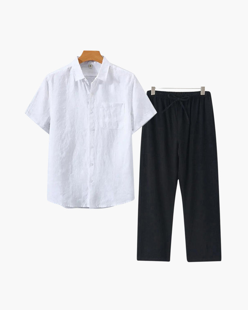 Ensemble en lin Old Money (manches courtes)
