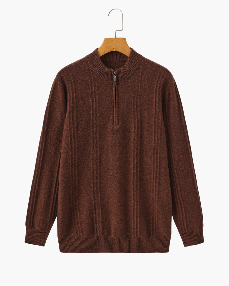 100% Cachemire Demi-Zippé