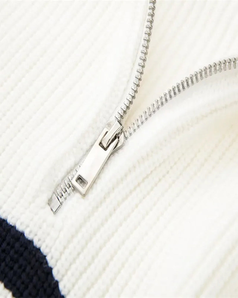 Pull demi-zippé rayé