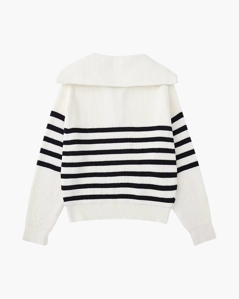 Pull demi-zippé rayé