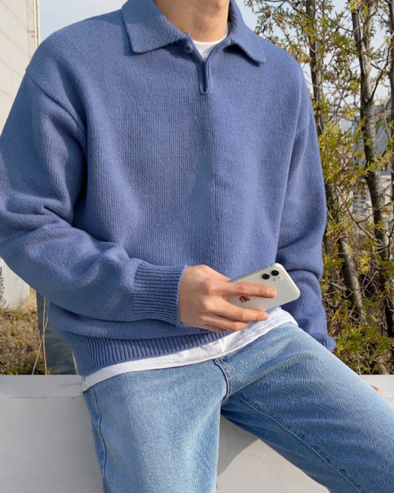 Pull en laine a col boutonné