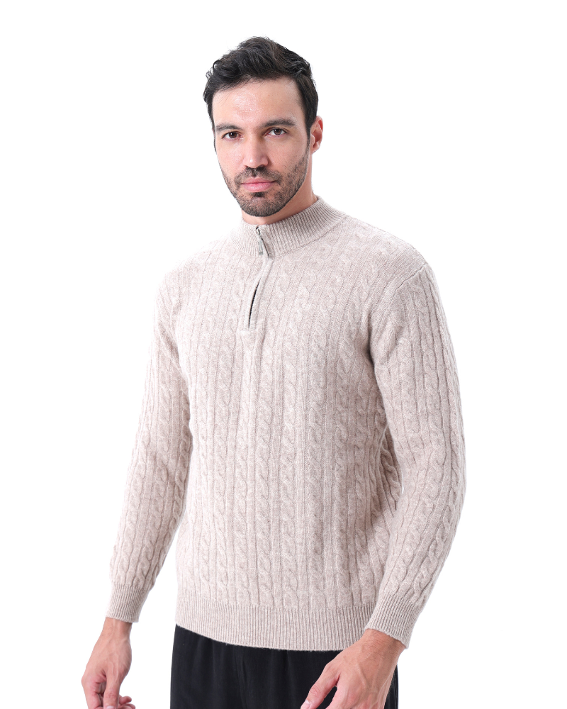 Pull Demi-Zippé 100 % Cachemire