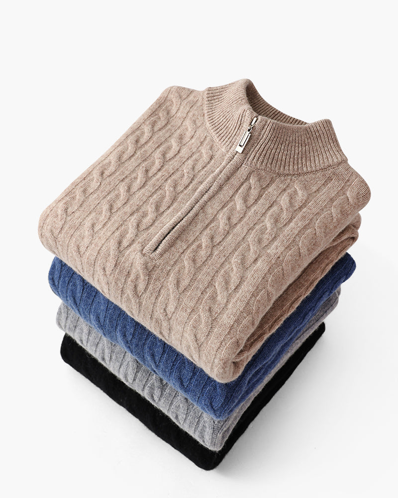 Pull Demi-Zippé 100 % Cachemire