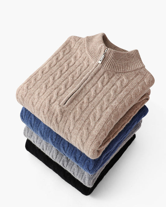 Pull Demi-Zippé 100 % Cachemire