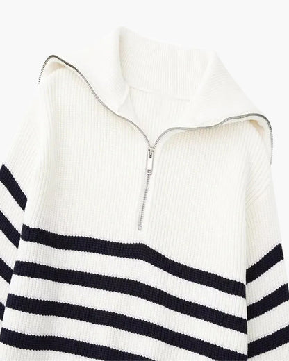 Pull demi-zippé rayé