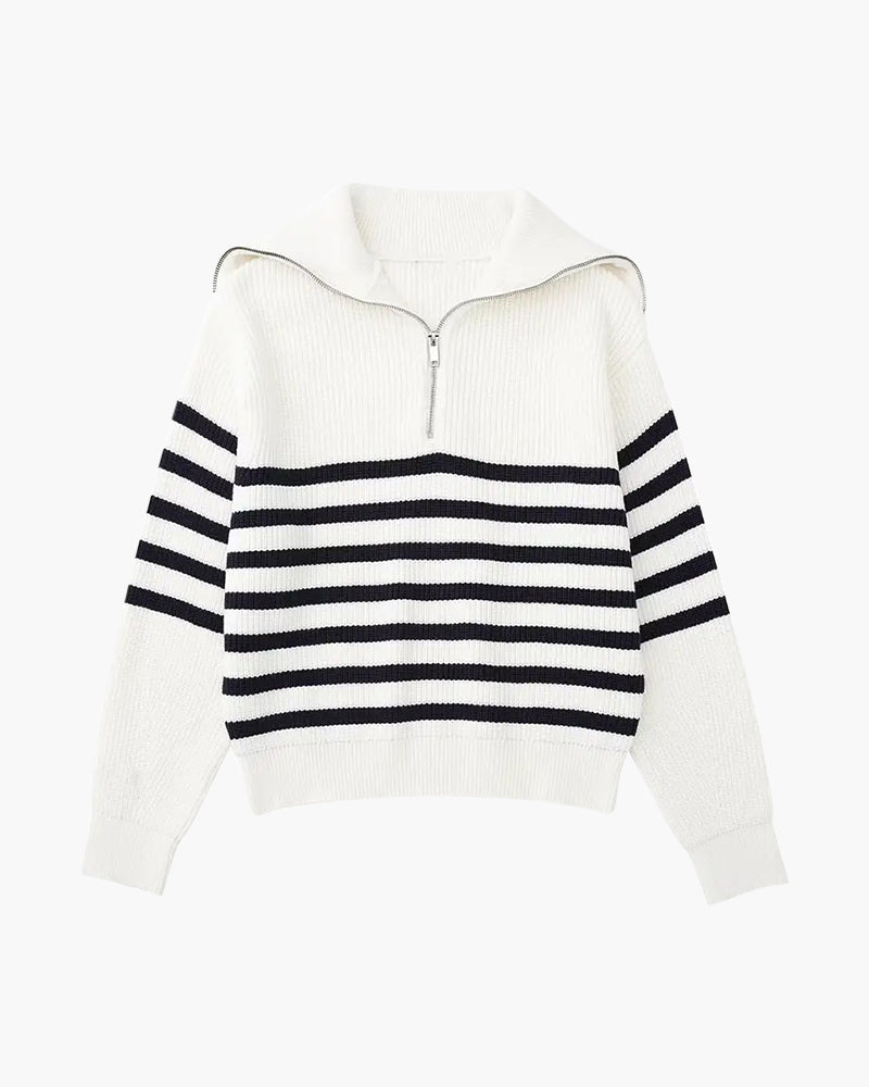 Pull demi-zippé rayé