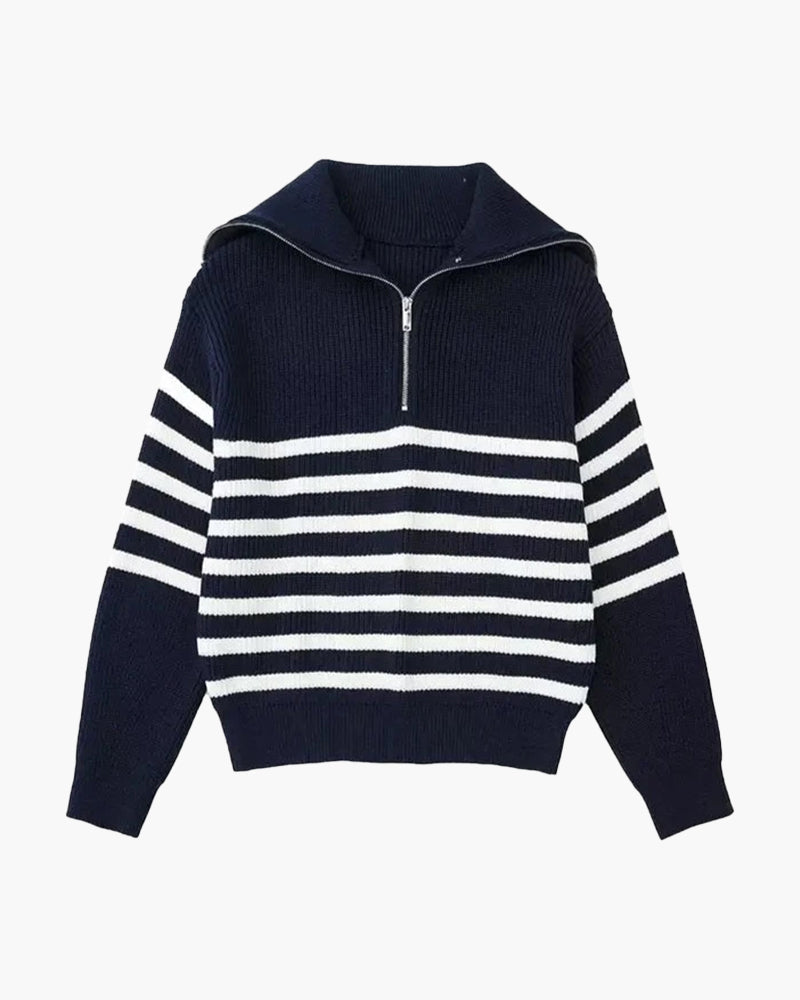 Pull demi-zippé rayé