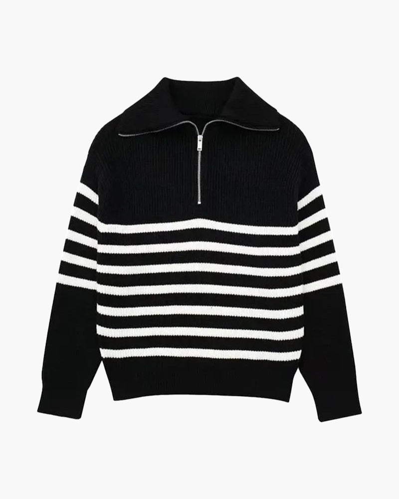 Pull demi-zippé rayé