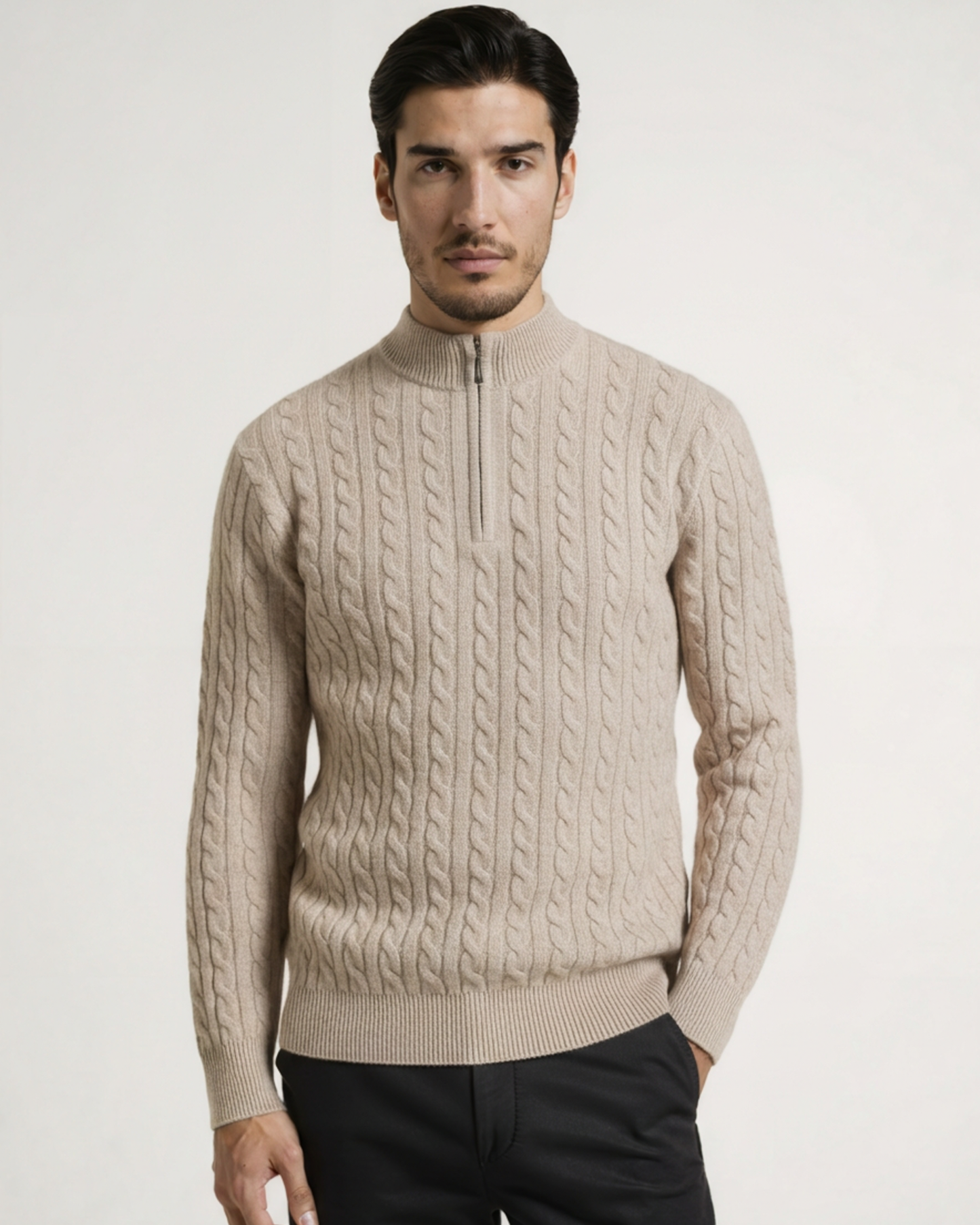 Pull Demi-Zippé 100 % Cachemire